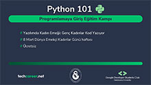 "8 Mart: Programlamaya Giriş - PYTHON 101" etkinliği ikinci kez çevrimiçi olarak düzenlendi. duyuru görseli